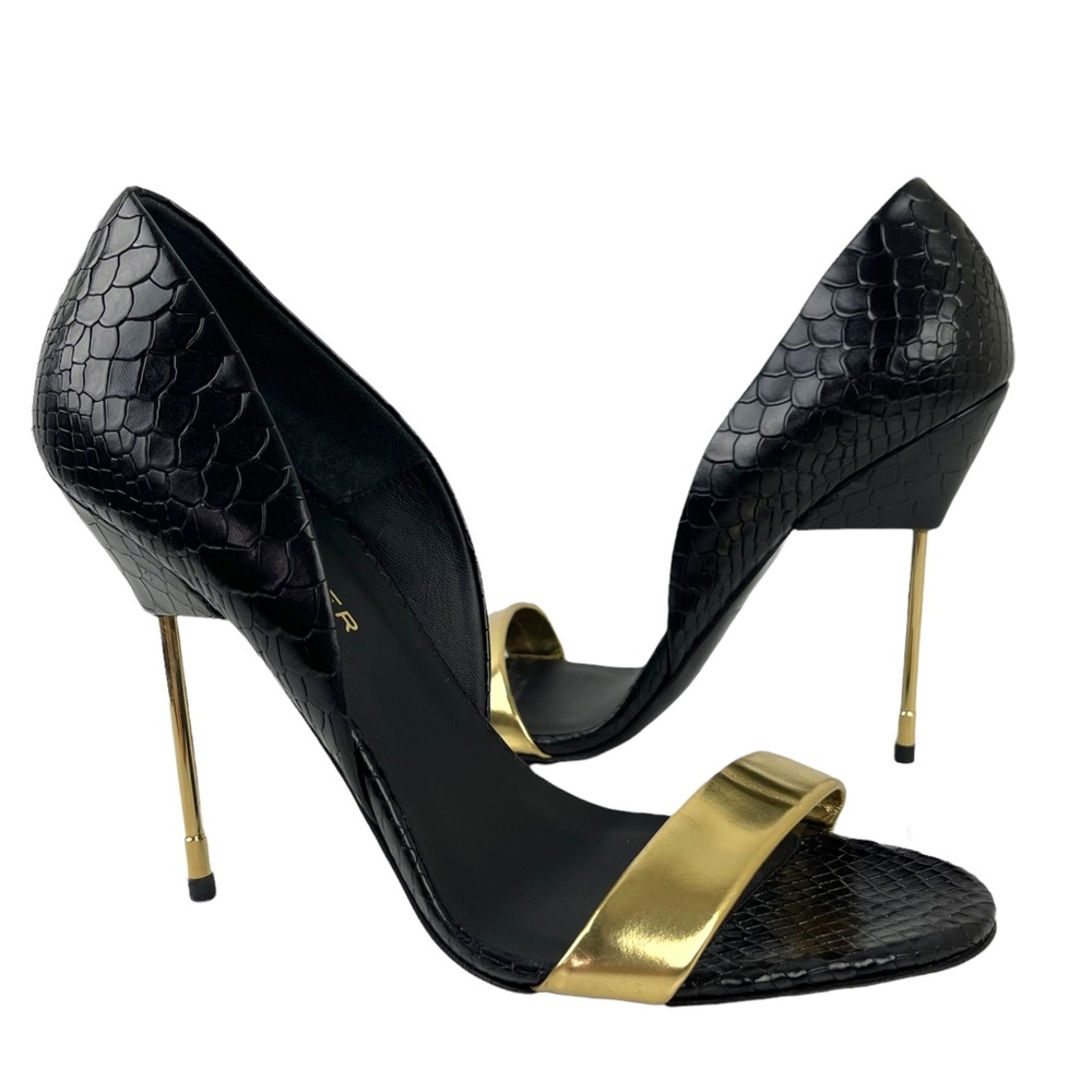 Black & Gold High Heel D'Orsay Sandals - Women's Dress Heels